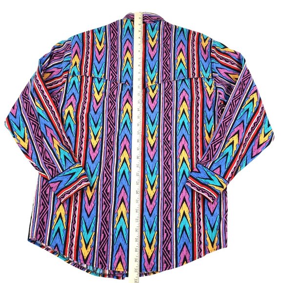 Vtg Steer West Western Shirt Large All Over Print Aztec Cowboy Long Sleeve USA - Picture 7 of 9